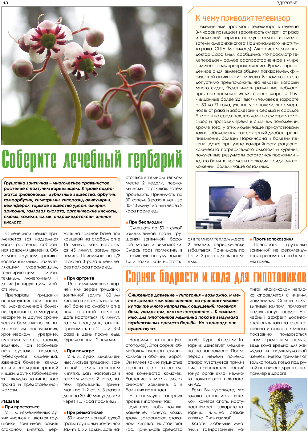Здоровье, газета. 2018 №2 стр.18