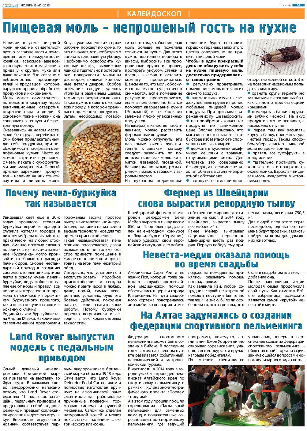 Семейная газета, газета. 2015 №13 стр.36