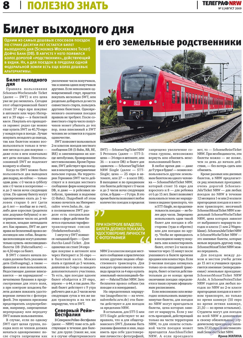 Telegraf NRW (Zeitung). 2009 Jahr, Ausgabe 1, Seite 8