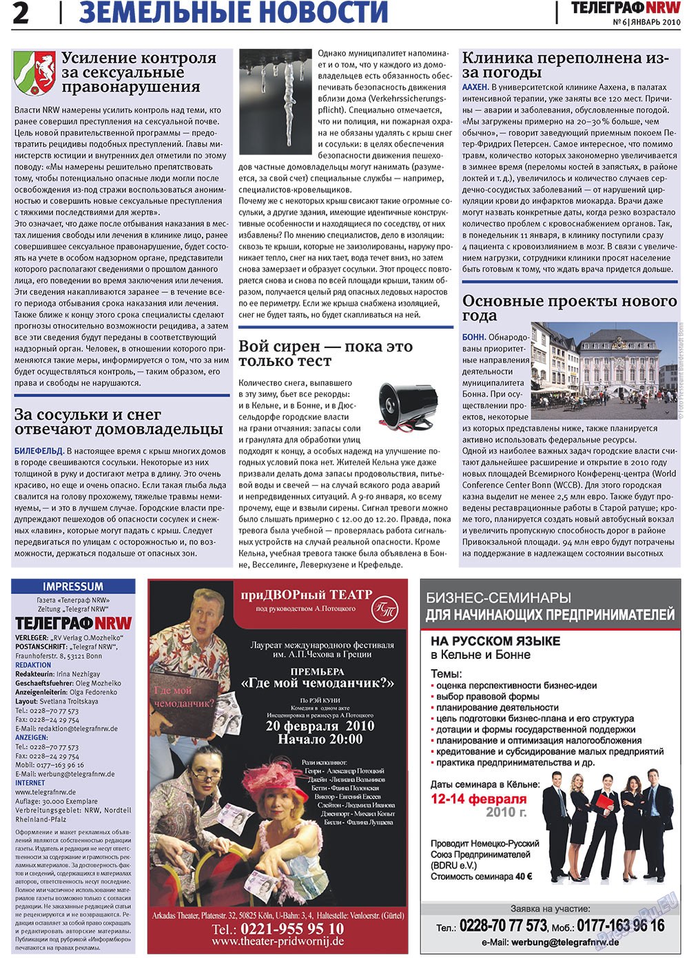 Телеграф NRW (газета). 2010 год, номер 1, стр. 2