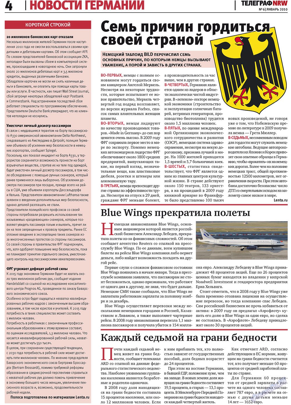 Телеграф NRW (газета). 2010 год, номер 1, стр. 4