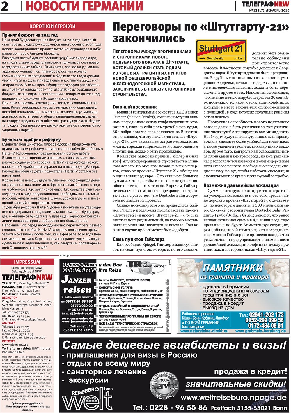Telegraf NRW (Zeitung). 2010 Jahr, Ausgabe 12, Seite 2