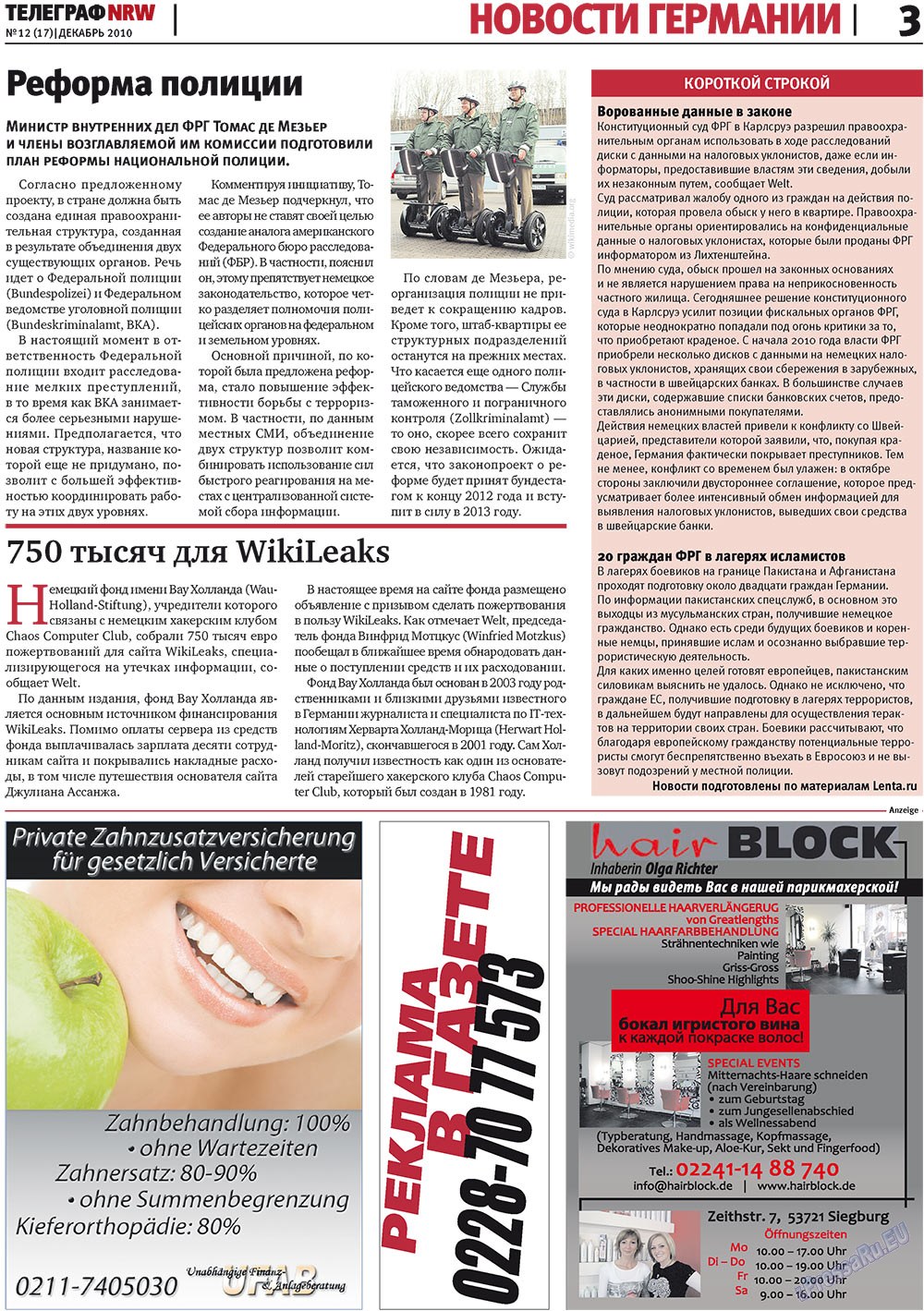 Telegraf NRW (Zeitung). 2010 Jahr, Ausgabe 12, Seite 3