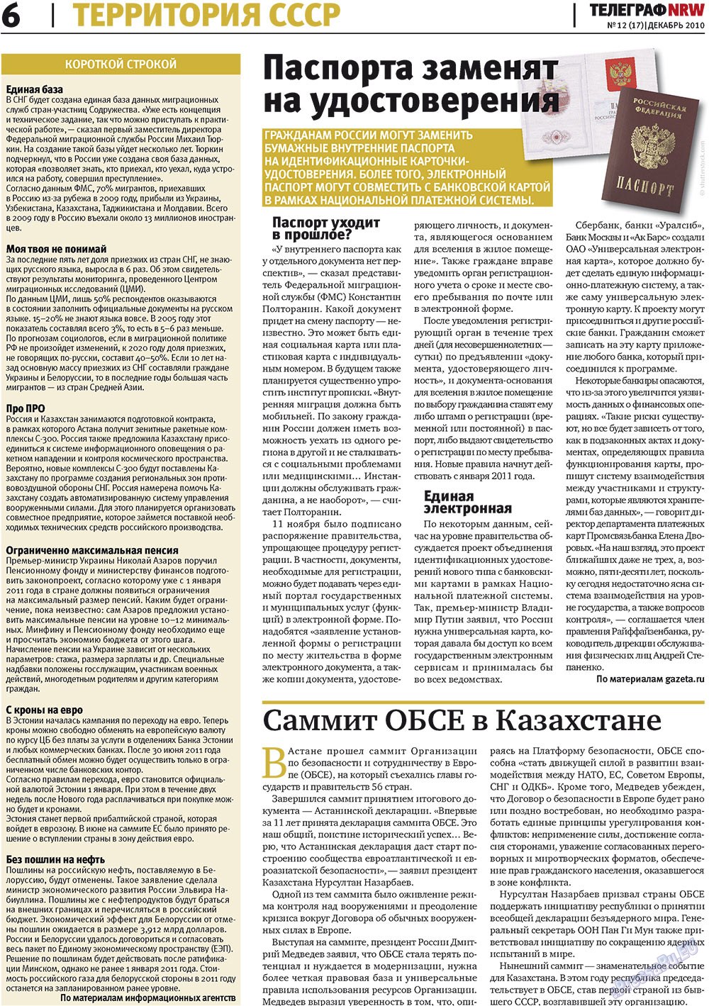 Телеграф NRW (газета). 2010 год, номер 12, стр. 6
