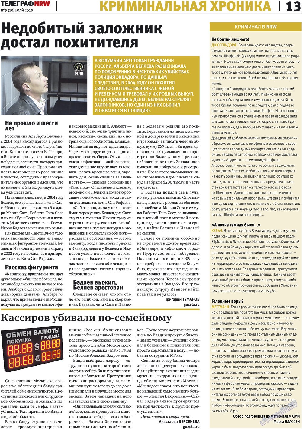Telegraf NRW (Zeitung). 2010 Jahr, Ausgabe 5, Seite 13