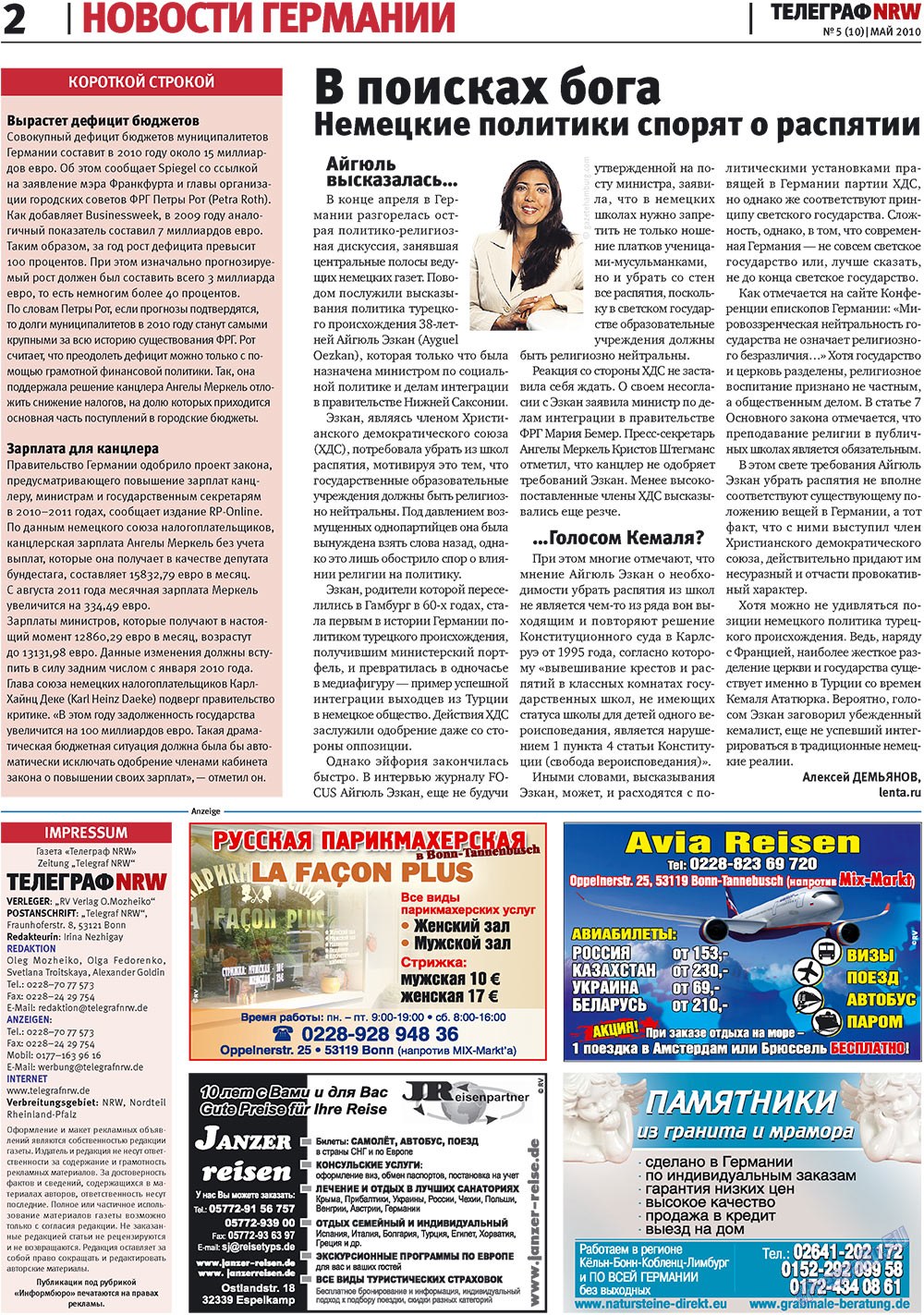 Telegraf NRW (Zeitung). 2010 Jahr, Ausgabe 5, Seite 2