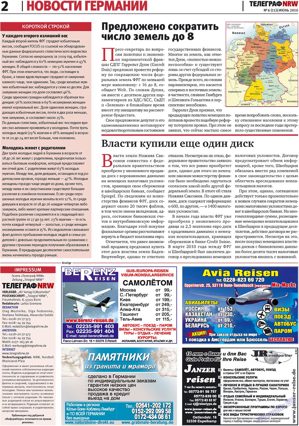 Телеграф NRW, газета. 2010 №6 стр.2