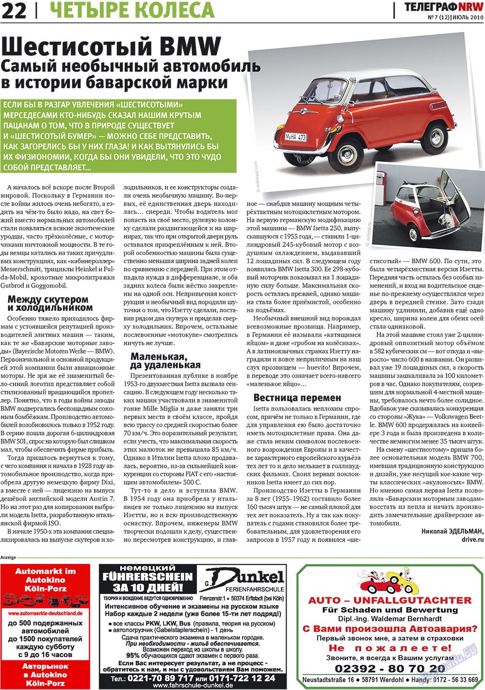 Telegraf NRW (Zeitung). 2010 Jahr, Ausgabe 7, Seite 22