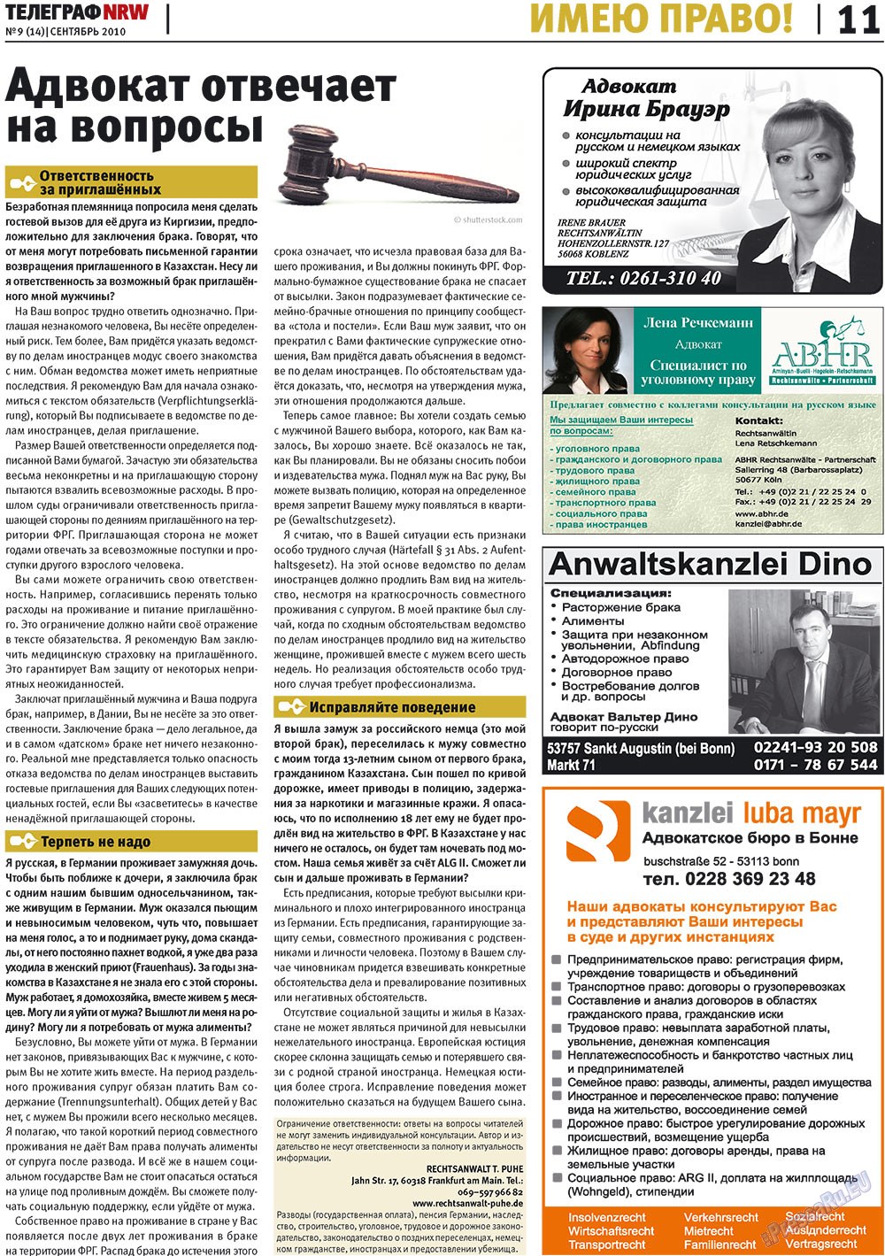Telegraf NRW (Zeitung). 2010 Jahr, Ausgabe 9, Seite 11