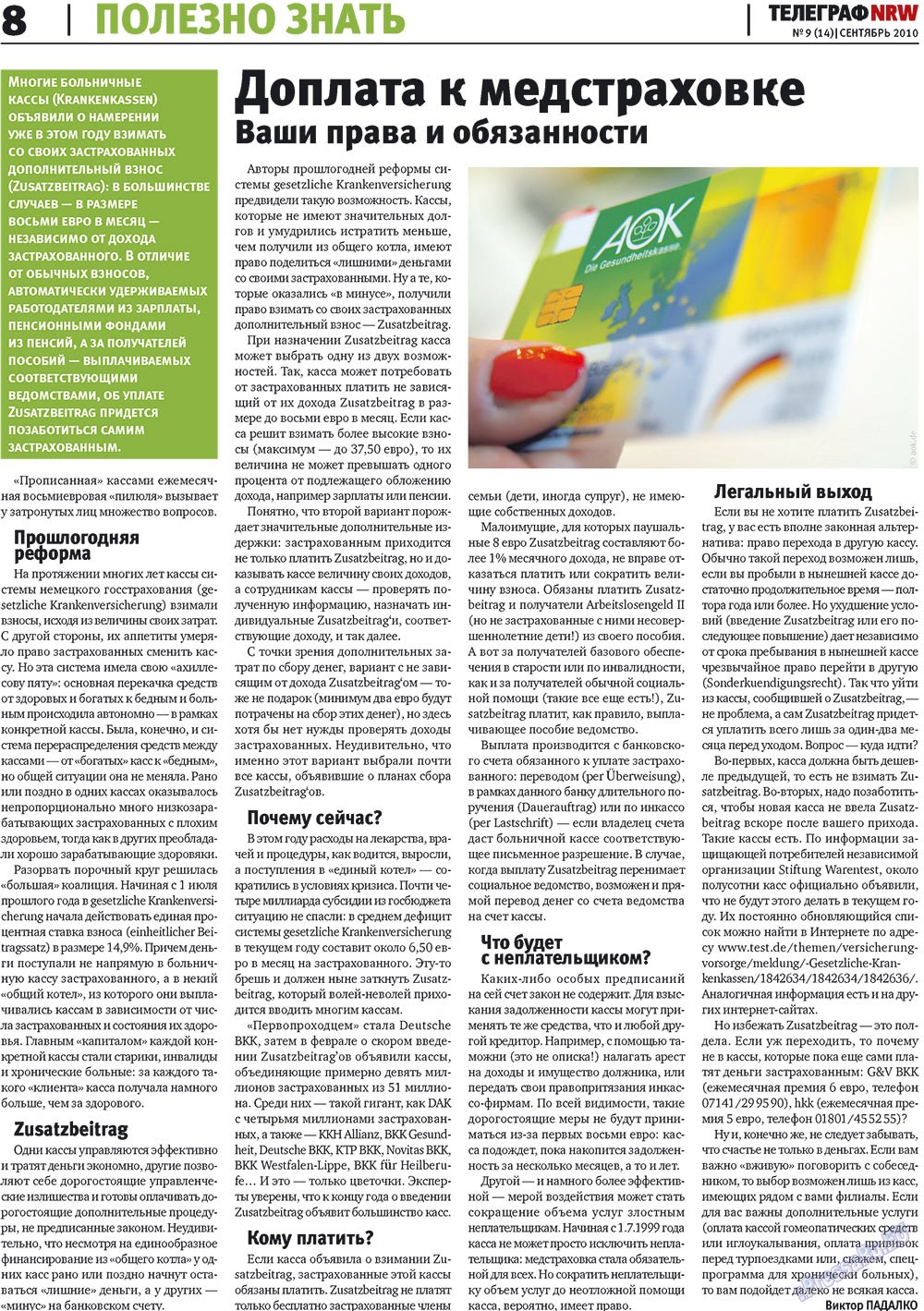 Telegraf NRW (Zeitung). 2010 Jahr, Ausgabe 9, Seite 8