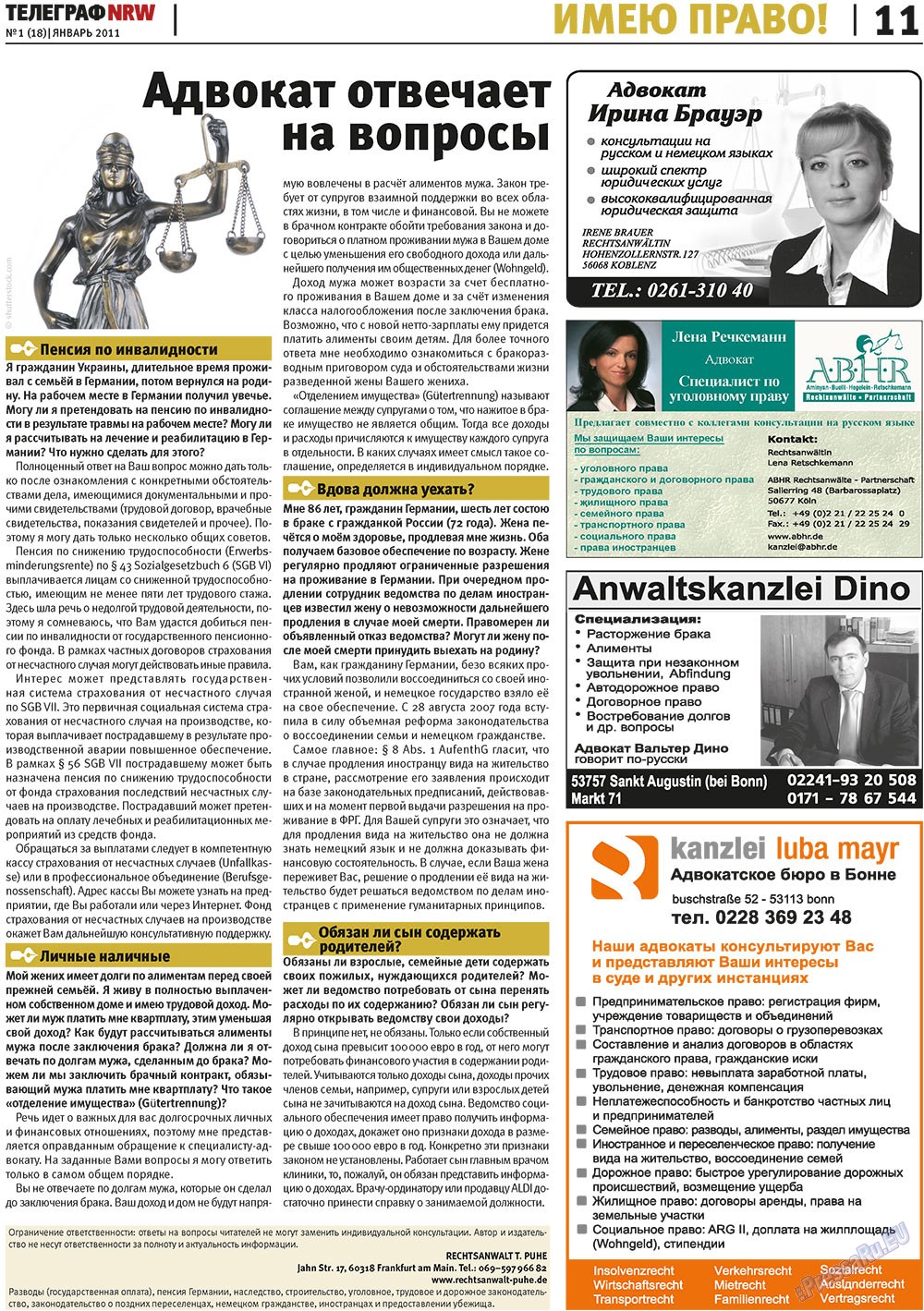 Telegraf NRW (Zeitung). 2011 Jahr, Ausgabe 1, Seite 11
