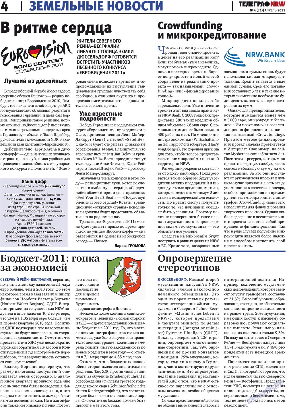 Telegraf NRW (Zeitung). 2011 Jahr, Ausgabe 4, Seite 4