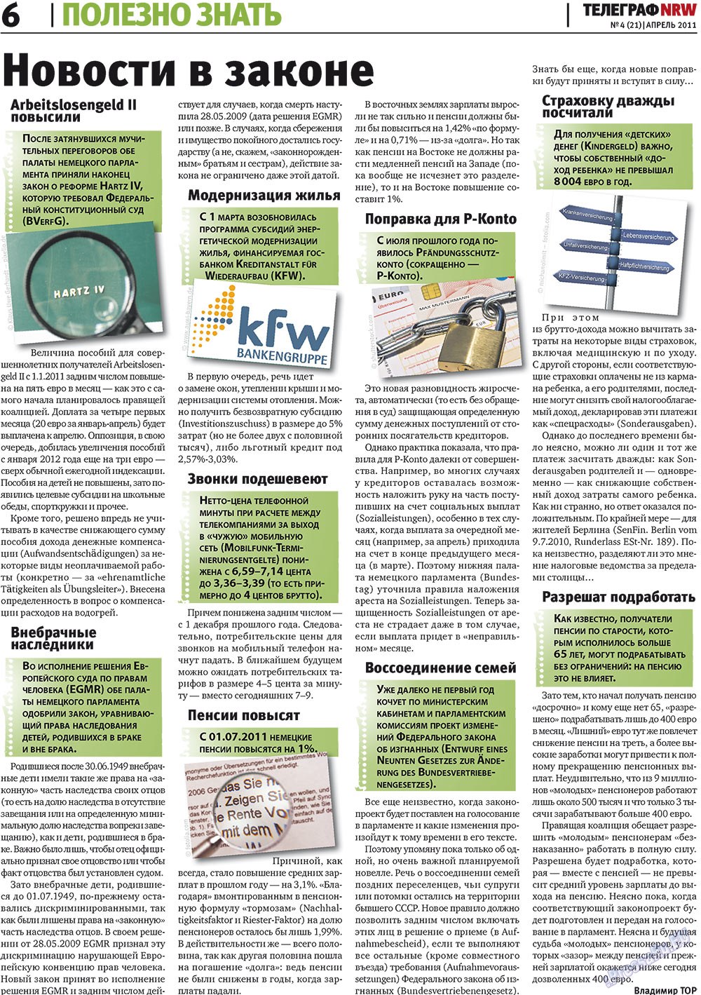 Телеграф NRW (газета). 2011 год, номер 4, стр. 6