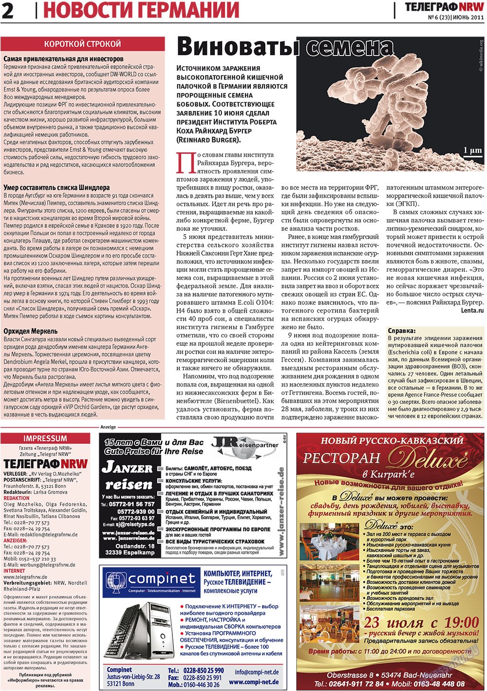 Телеграф NRW (газета). 2011 год, номер 6, стр. 2