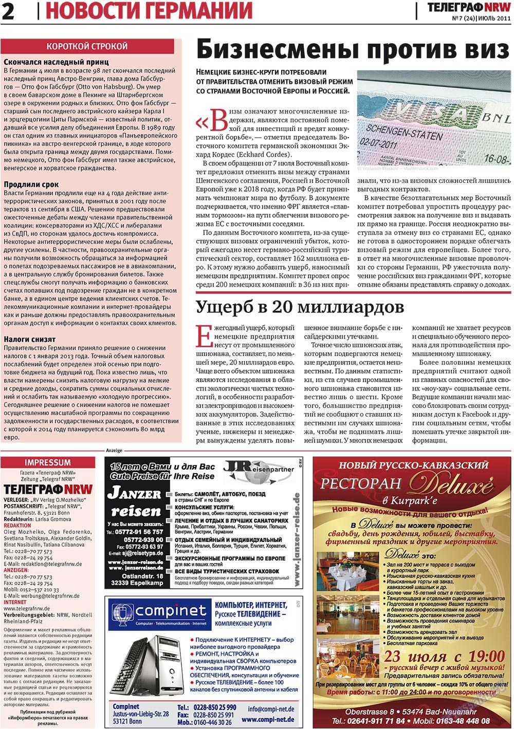 Телеграф NRW (газета). 2011 год, номер 7, стр. 2