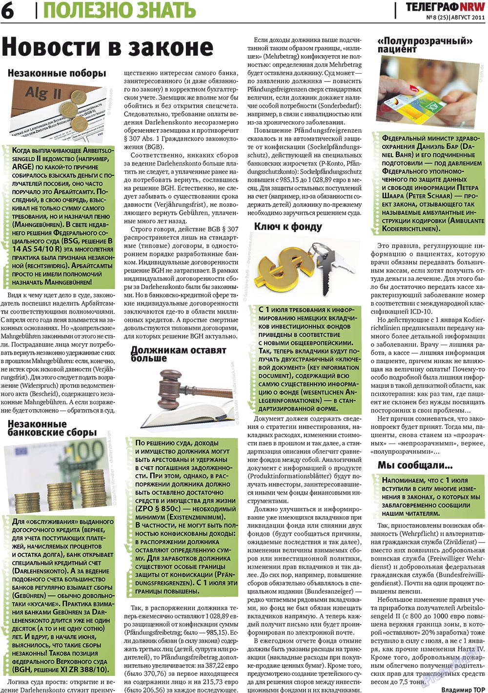 Телеграф NRW (газета). 2011 год, номер 8, стр. 6