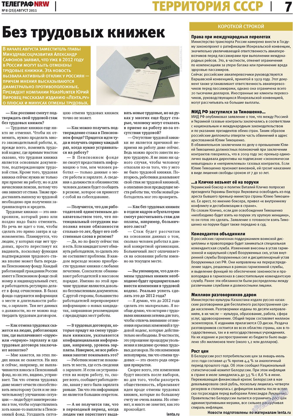 Telegraf NRW (Zeitung). 2011 Jahr, Ausgabe 8, Seite 7