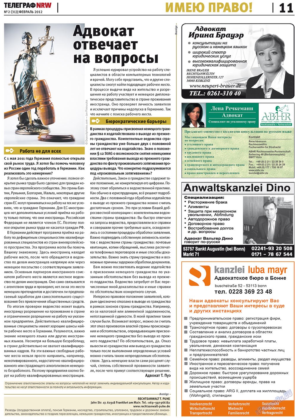 Telegraf NRW (Zeitung). 2012 Jahr, Ausgabe 2, Seite 11