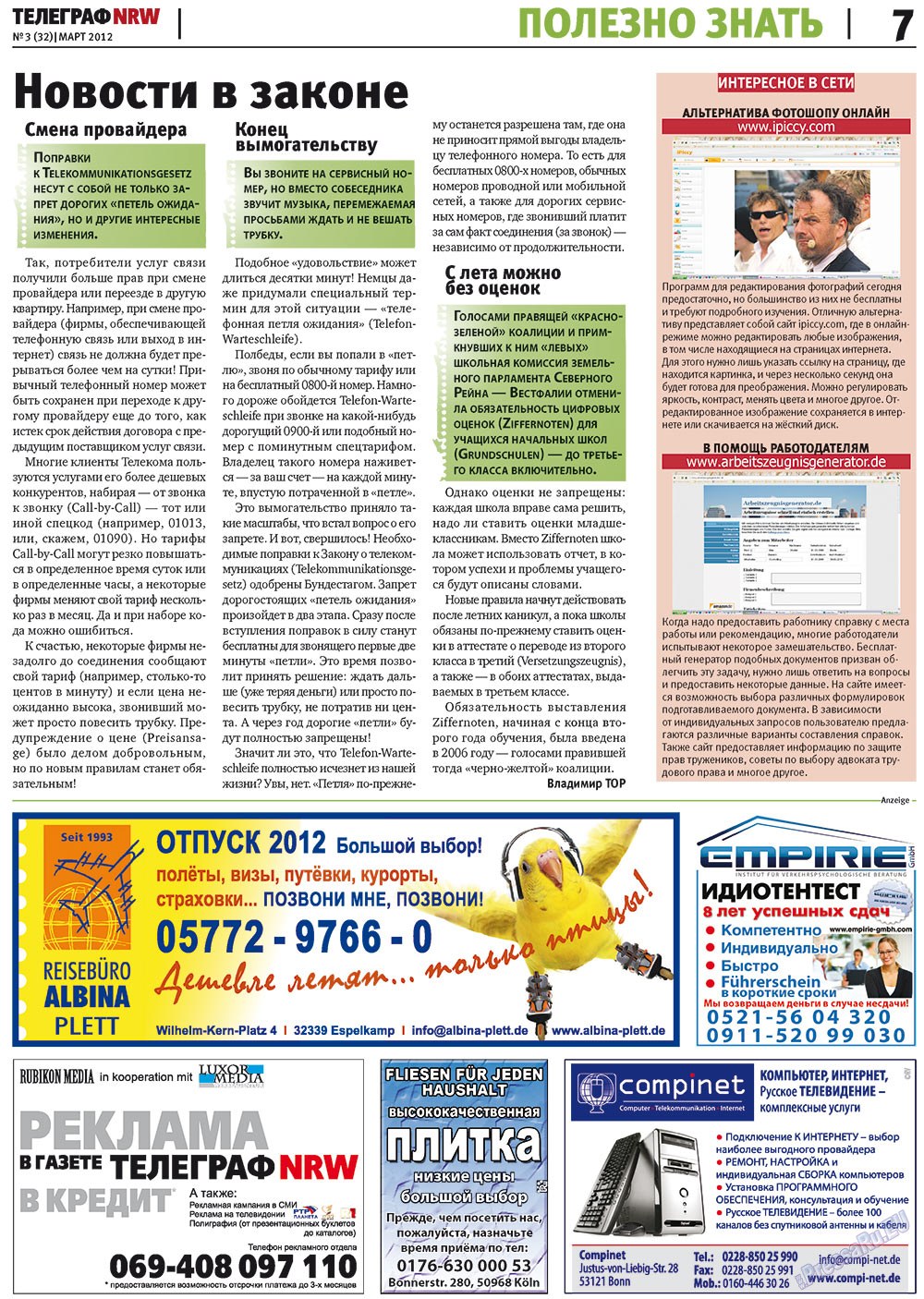 Telegraf NRW (Zeitung). 2012 Jahr, Ausgabe 3, Seite 7