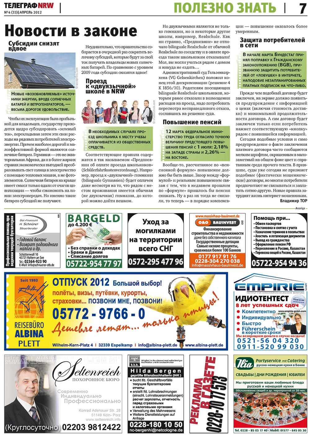 Telegraf NRW (Zeitung). 2012 Jahr, Ausgabe 4, Seite 7