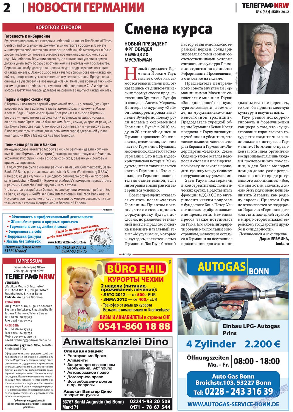 Telegraf NRW (Zeitung). 2012 Jahr, Ausgabe 6, Seite 2