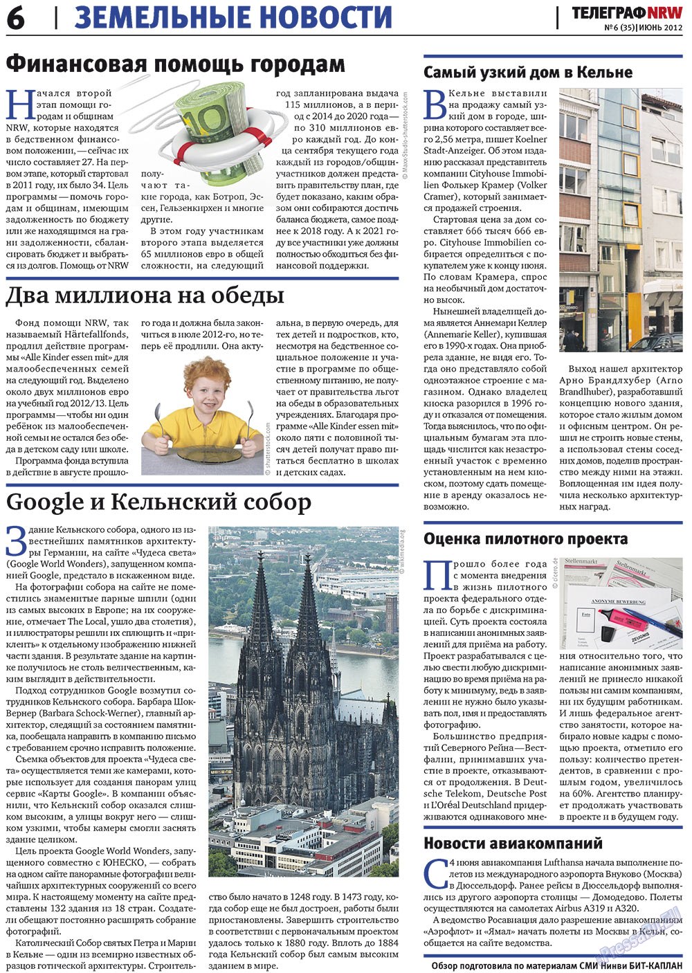 Телеграф NRW (газета). 2012 год, номер 6, стр. 6