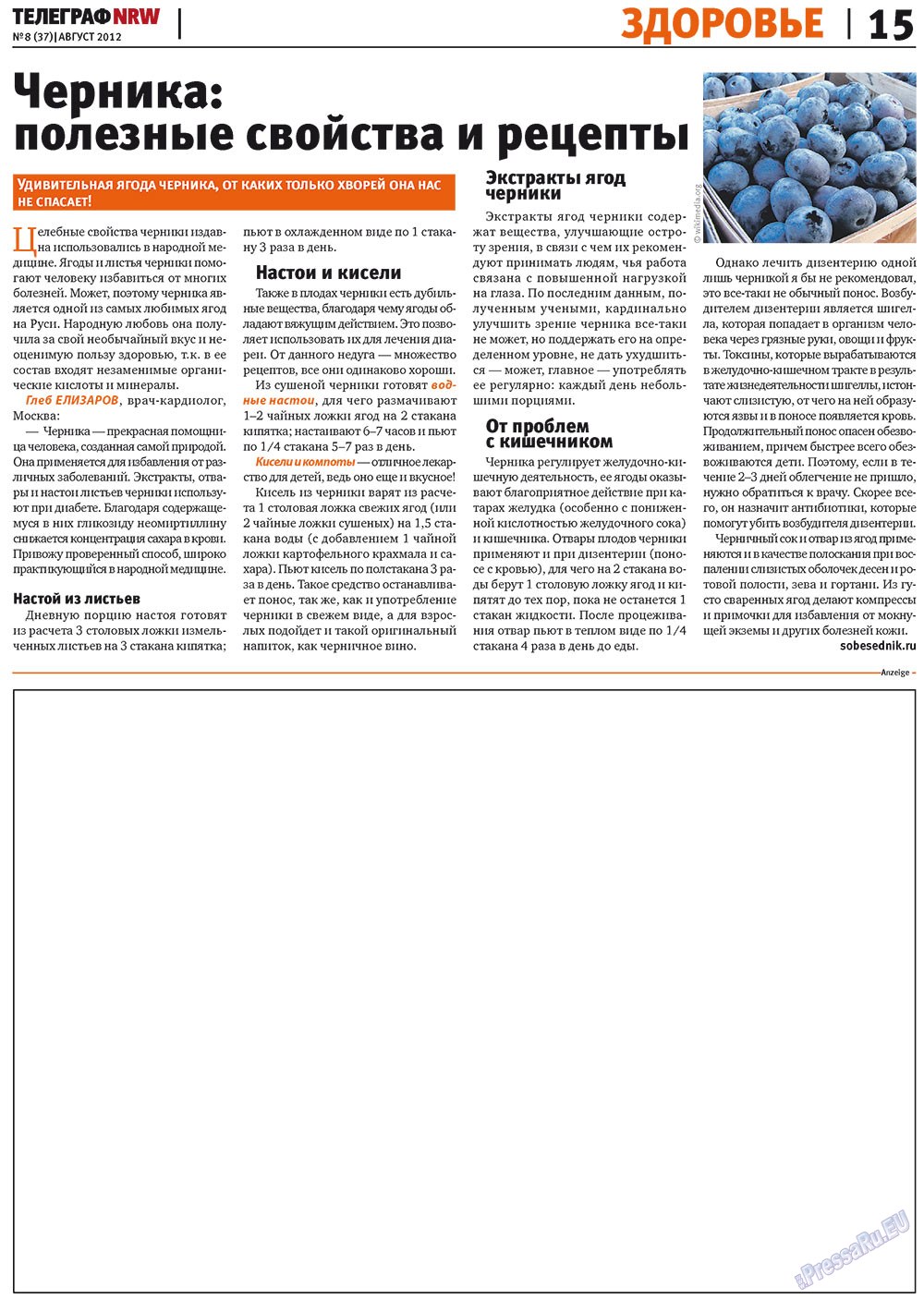 Телеграф NRW (газета). 2012 год, номер 8, стр. 15