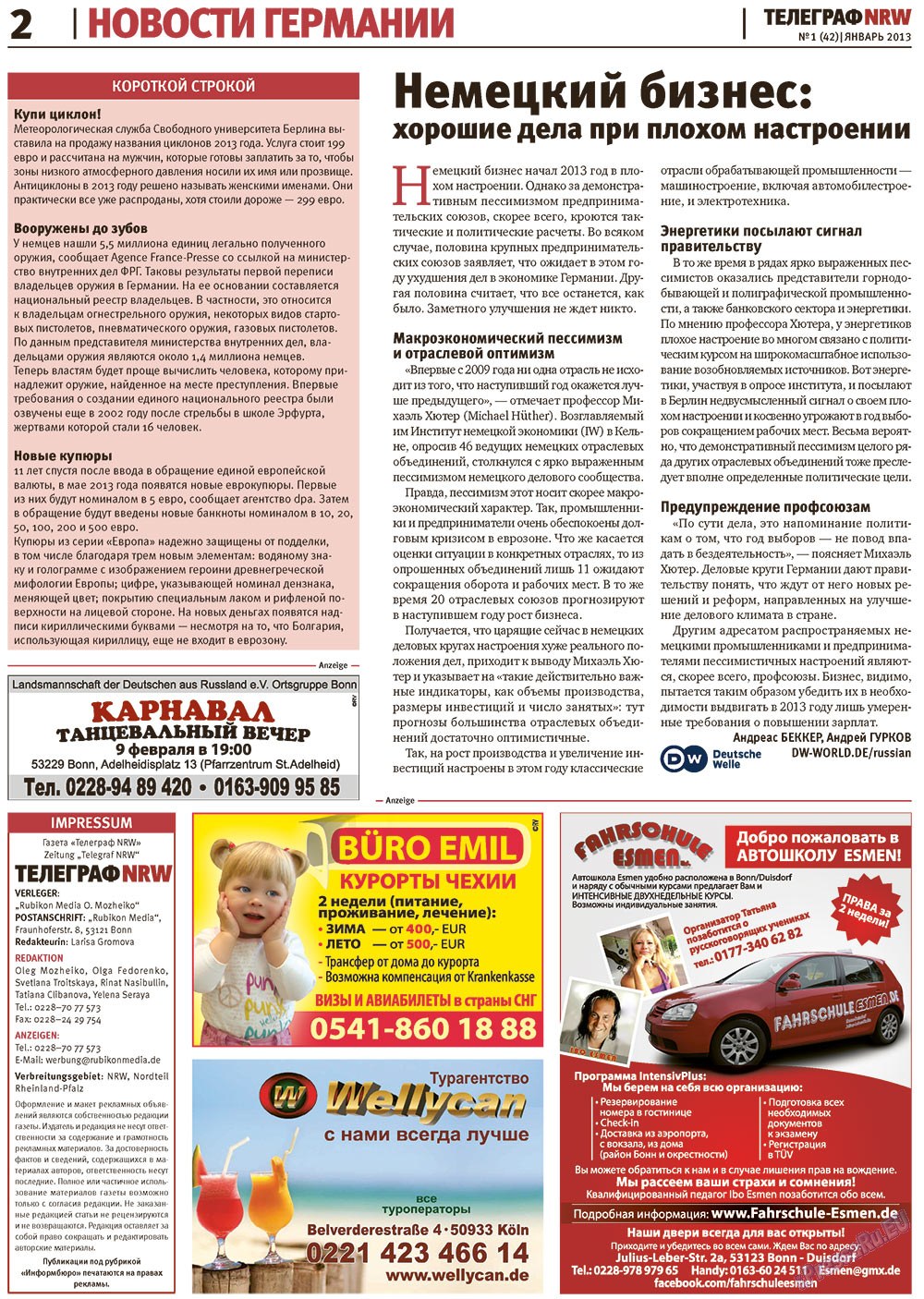 Телеграф NRW (газета). 2013 год, номер 1, стр. 2