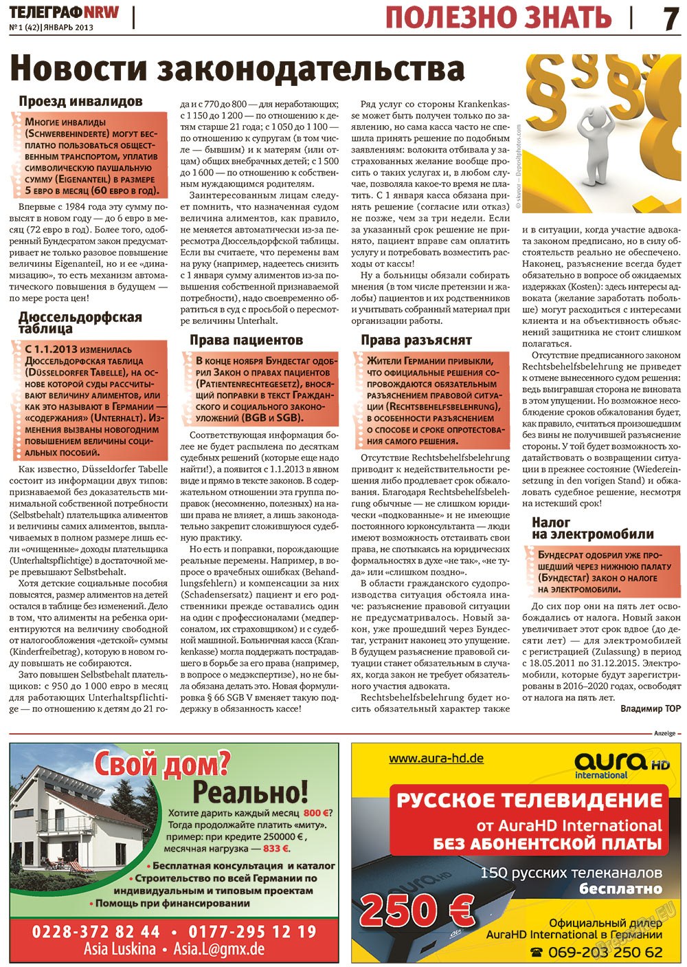 Телеграф NRW (газета). 2013 год, номер 1, стр. 7