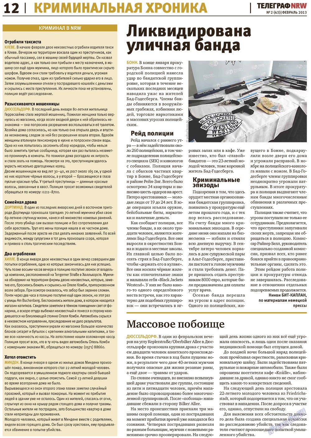 Telegraf NRW (Zeitung). 2013 Jahr, Ausgabe 2, Seite 12