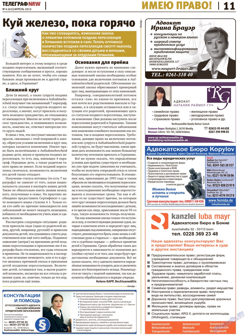 Telegraf NRW (Zeitung). 2013 Jahr, Ausgabe 4, Seite 11