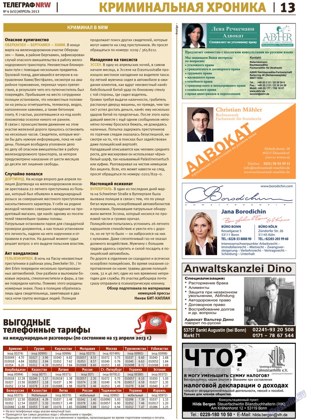 Telegraf NRW (Zeitung). 2013 Jahr, Ausgabe 4, Seite 13