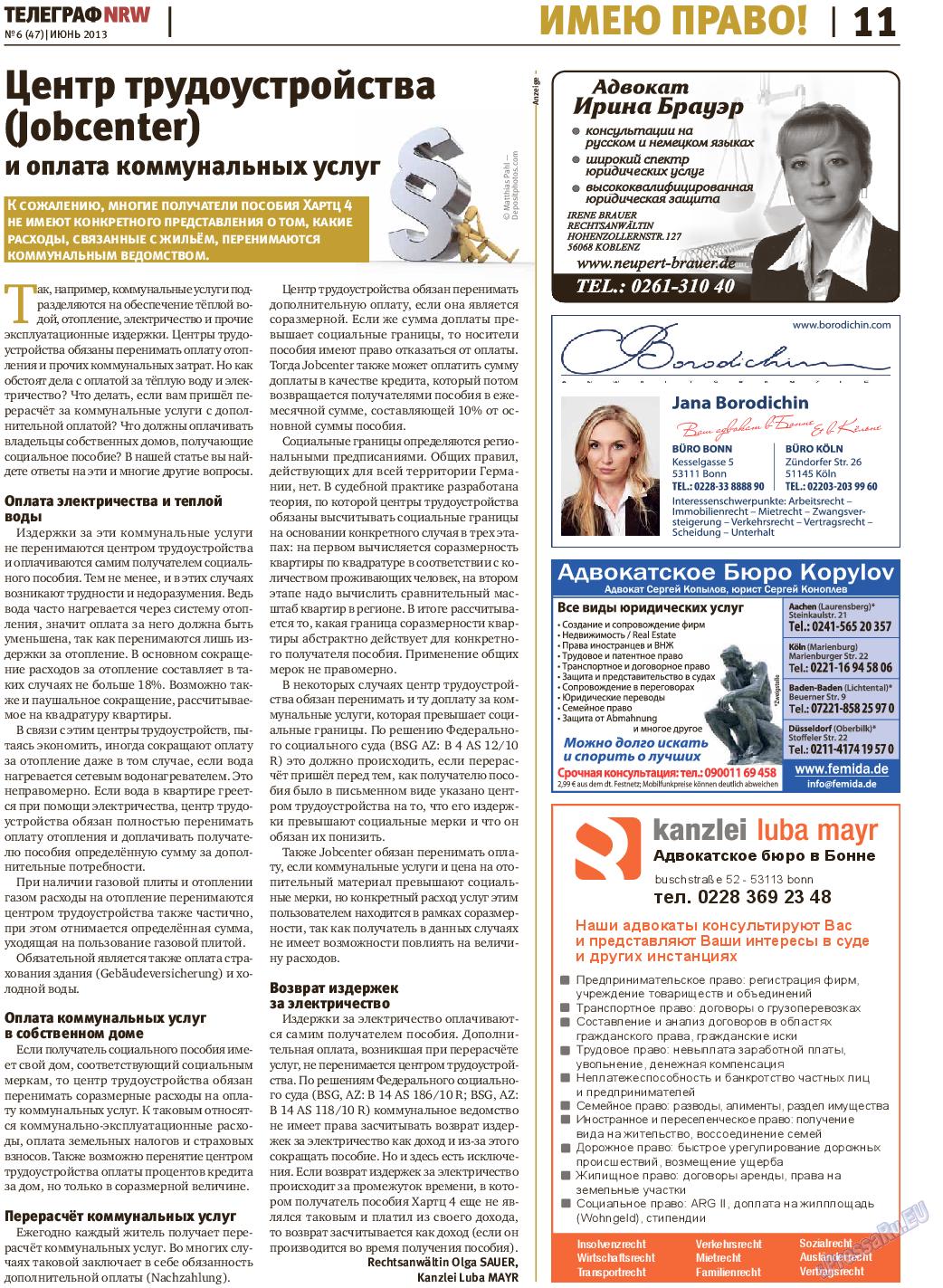 Телеграф NRW (газета). 2013 год, номер 6, стр. 11