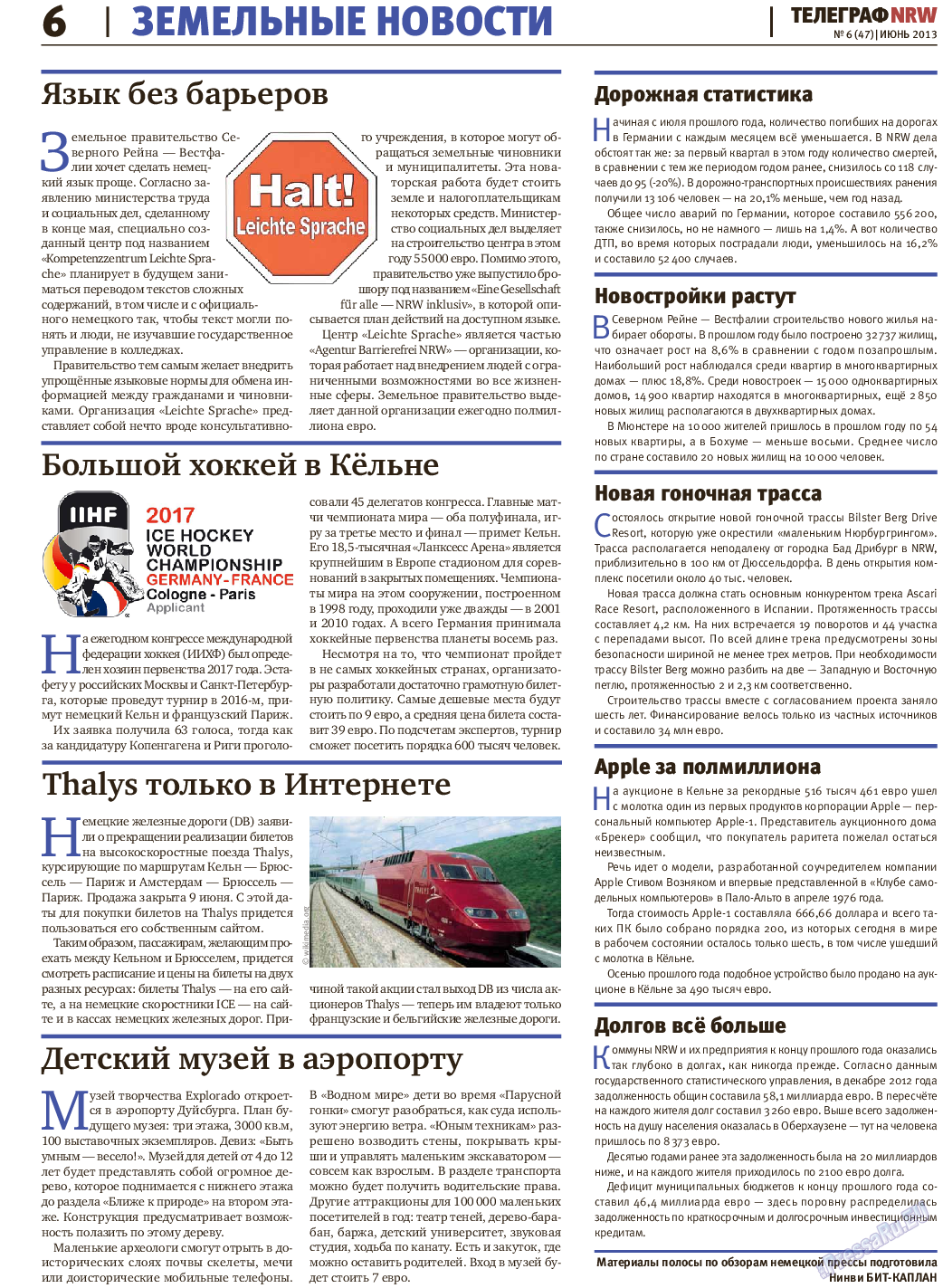 Телеграф NRW, газета. 2013 №6 стр.6