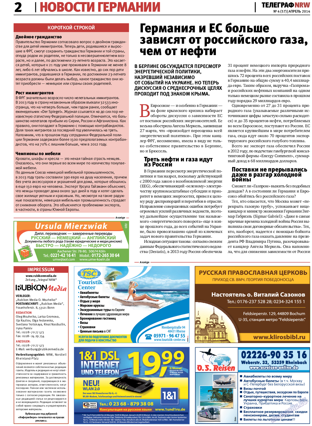 Телеграф NRW, газета. 2014 №4 стр.2