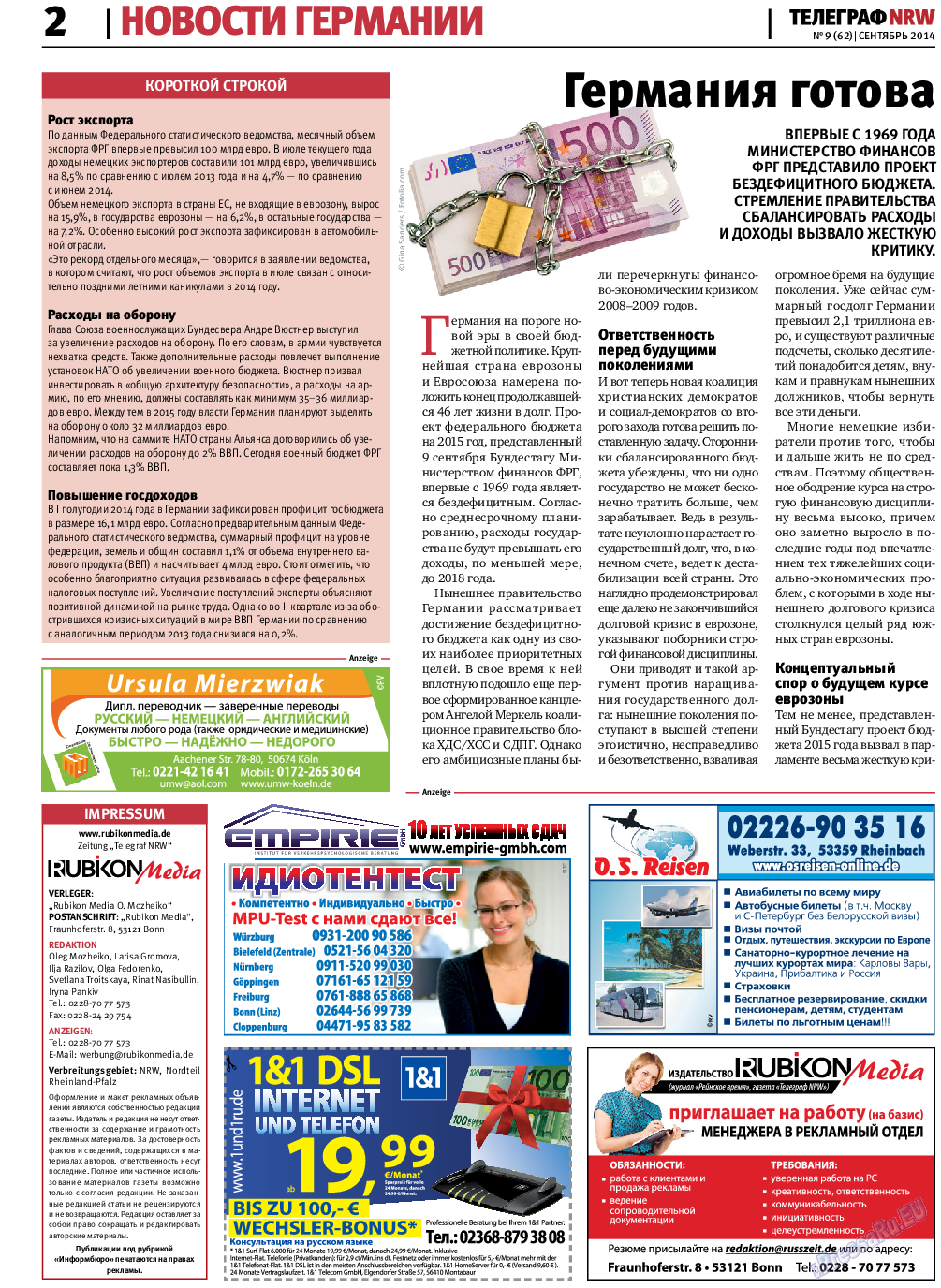 Телеграф NRW, газета. 2014 №9 стр.2