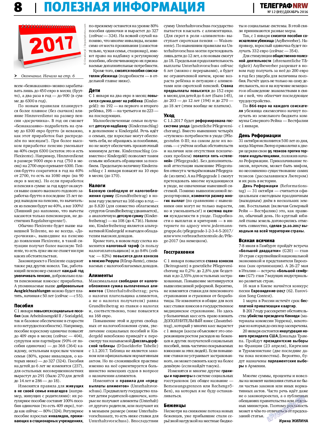 Телеграф NRW, газета. 2016 №12 стр.8