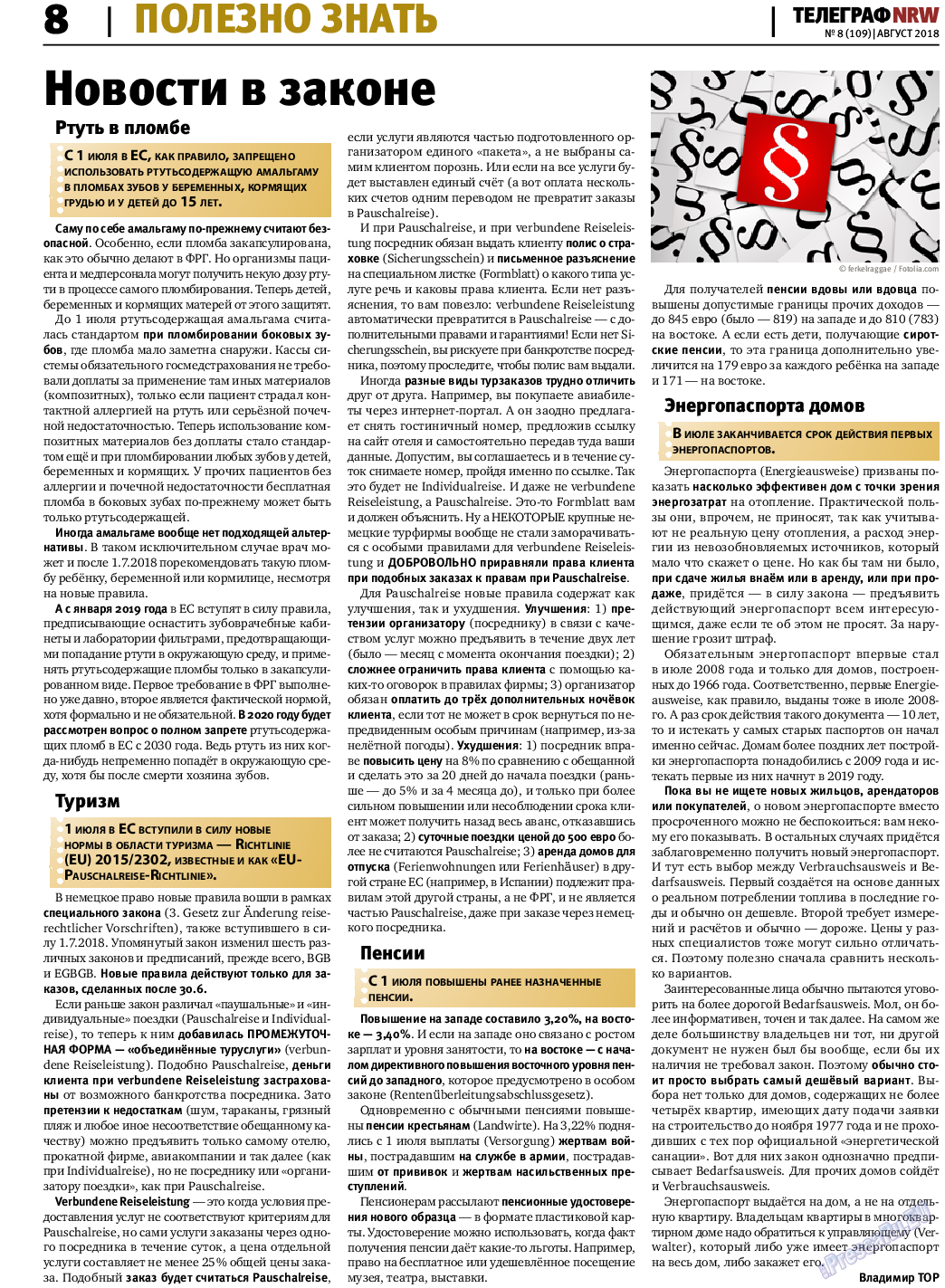 Телеграф NRW, газета. 2018 №8 стр.8